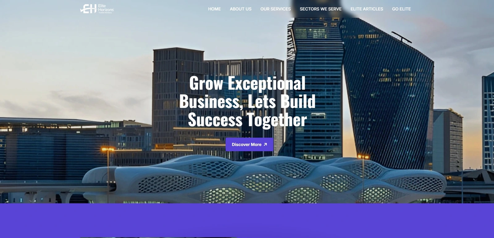 Elite Horizons corporate advisory website design
