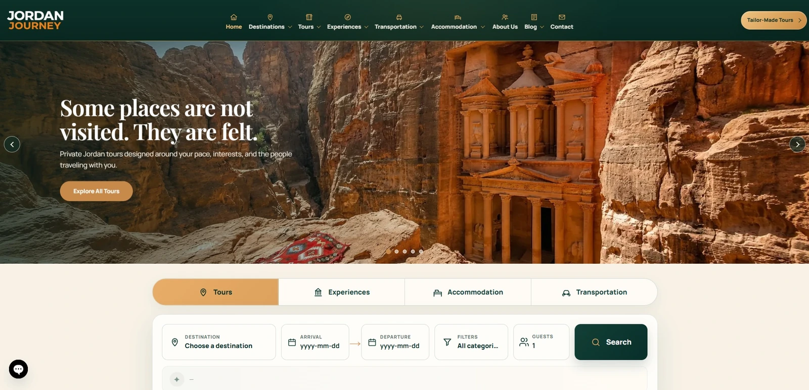 Jordan Journey travel and tour booking website design