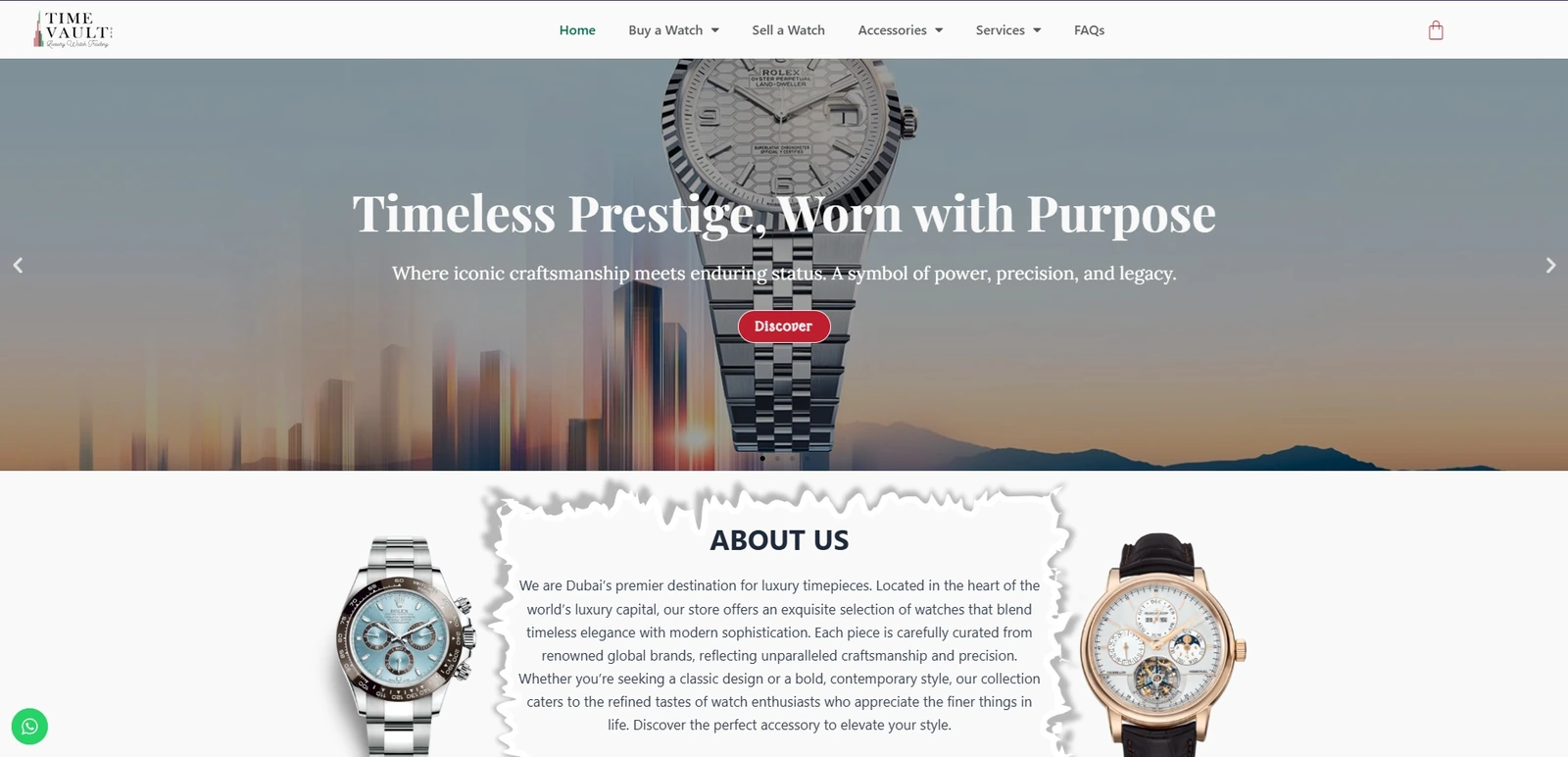 Time Vault Dubai luxury watch e-commerce website design